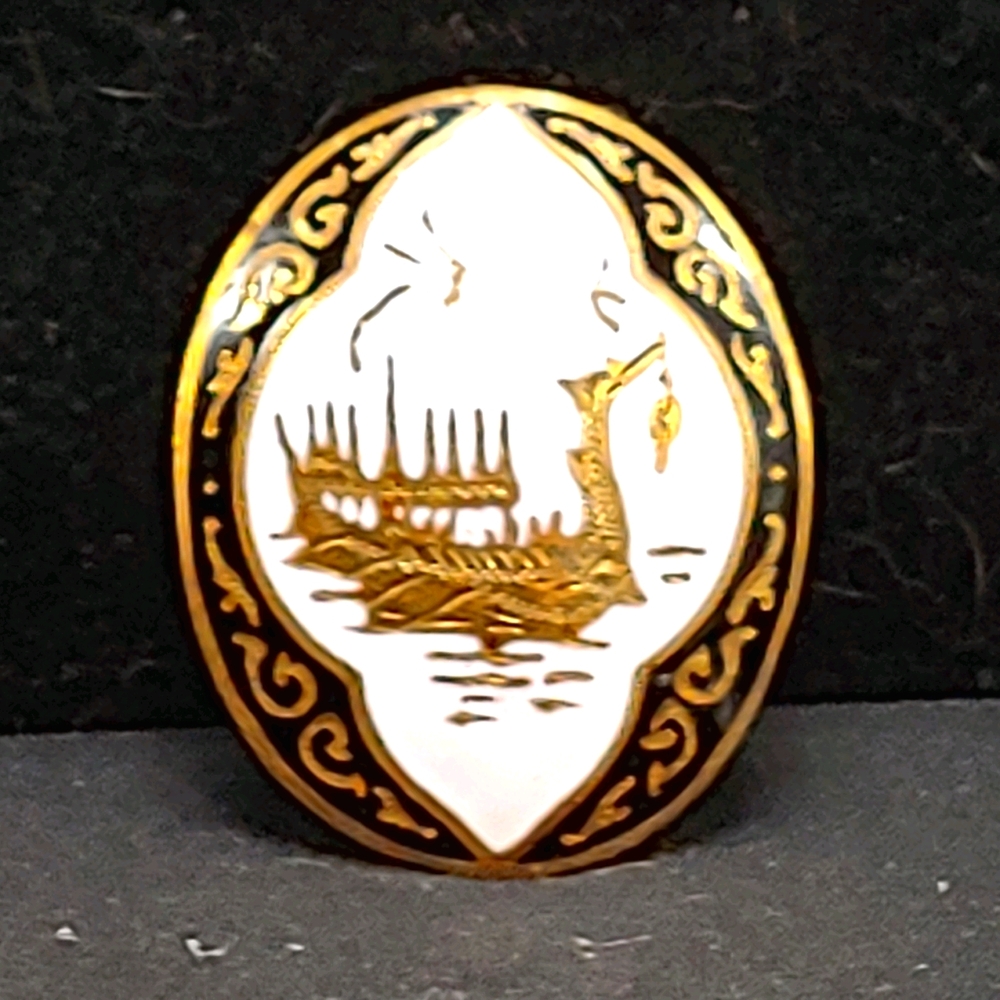 Rare! Vintage Siam 14KT overlay Sterling Brooch